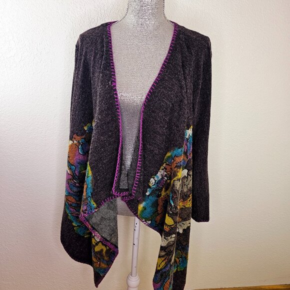 Mushka By Sienna Rose Floral Print Waterfall Open Cardigan Wrap - Picture 1 of 7